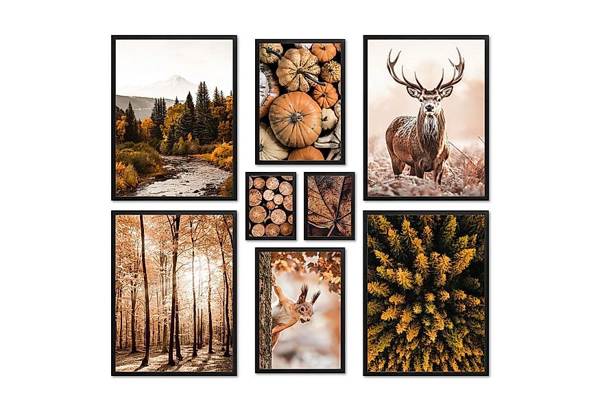 ARTFAVES Bilder-Collage Poster Set - AUTUMN FOREST - Deko Wandbilder braun, günstig online kaufen