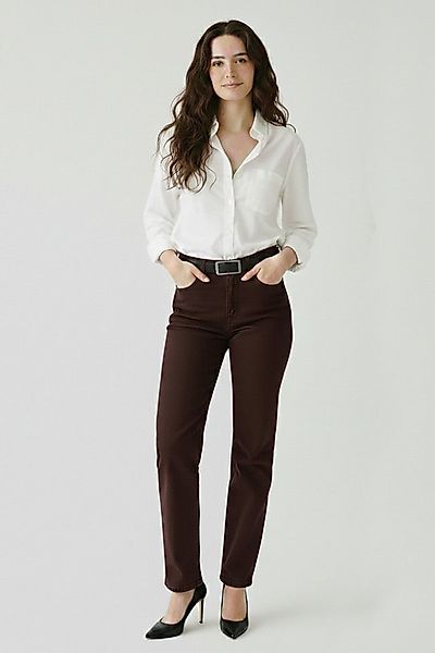 ESRA Stoffhose Damen Straight Fit Hose High Waist Business-Hose bis Große G günstig online kaufen