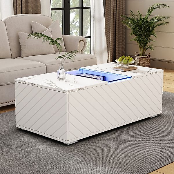 Merax Couchtisch mit LED-Beleuchtung (100x50x35cm, Beistelltisch, günstig online kaufen