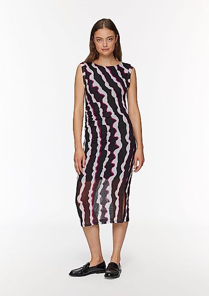 s.Oliver Maxikleid Gemustertes Mesh-Kleid mit seitlicher günstig online kaufen