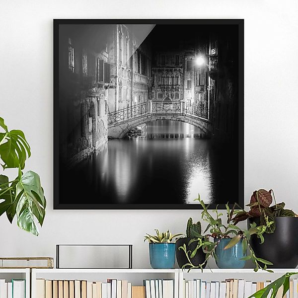 Bild mit Rahmen - Quadrat Brücke Venedig günstig online kaufen