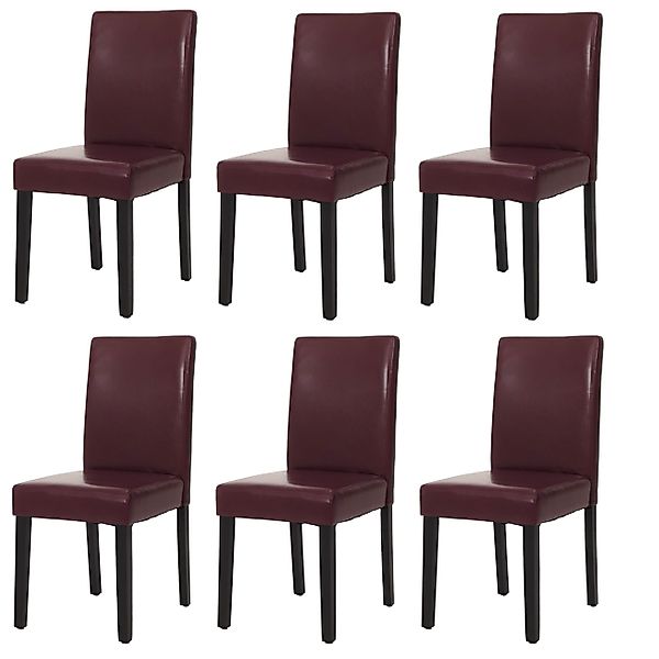 MCW Esszimmerstuhl Littau Kunstleder 6er-Set Kunstleder Rot Dunkle Beine günstig online kaufen