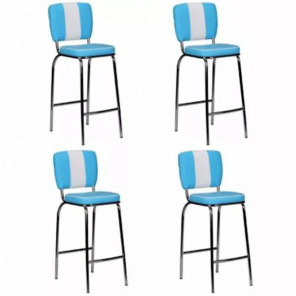 FineBuy 4er Set Barhocker American Diner 38 x 35 cm Sitzfläche blau günstig online kaufen