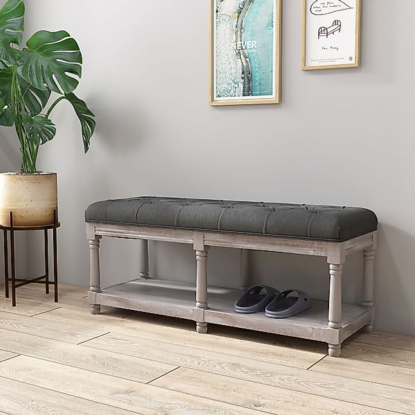 HOMCOM Schuhbank mit Sitzfläche und Stauraum, gepolsterte Sitzbank mit Holz günstig online kaufen