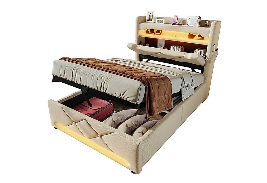 BlingBin Polsterbett Boxspringbett Stauraumbett (1-tlg., Einzelbett 90×200, günstig online kaufen