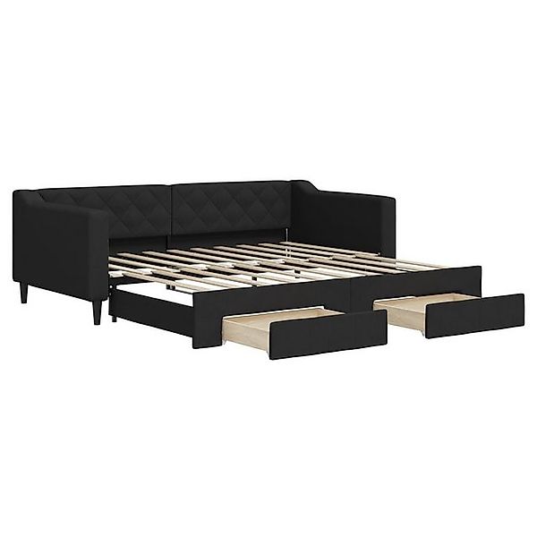 vidaXL Bett, Tagesbett Ausziehbar mit Schubladen Schwarz 90x190 cm Stoff günstig online kaufen