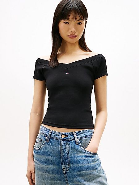 Tommy Jeans Kurzarmshirt TJW SLIM OFF SHOULDER RIB SS TOP mit gerippter Str günstig online kaufen