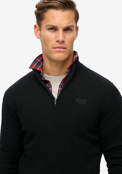 Superdry  Pullover Essential EMB-Strickpullover mit halbem Reißverschluss günstig online kaufen
