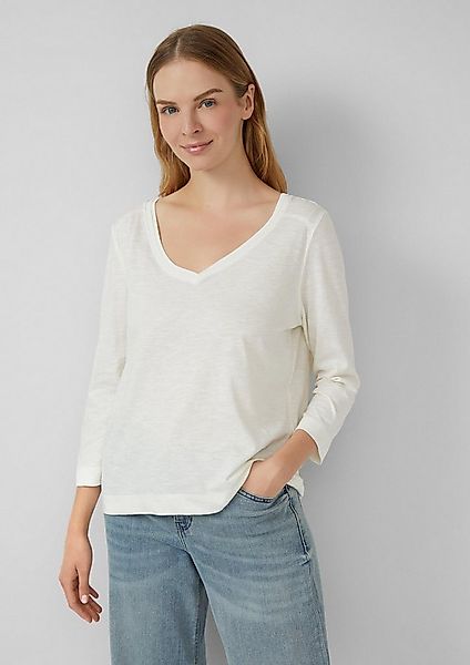 s.Oliver 3/4-Arm-Shirt T-Shirt 3/4-Armshirt aus Baumwoll-Flammgarn mit tief günstig online kaufen