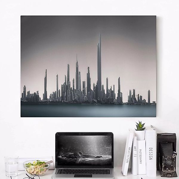 Leinwandbild Architektur & Skyline - Querformat Sonnenaufgang Kuwait günstig online kaufen