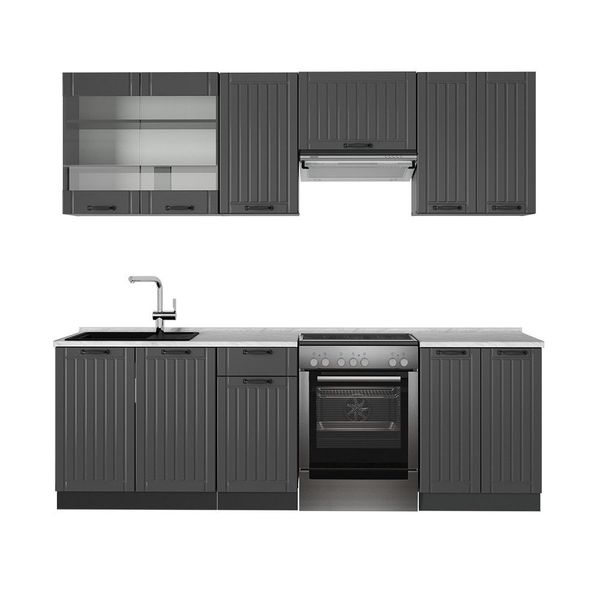 Vicco Küchenzeile Fame-Line, Dunkelgrau/Anthrazit, 240 cm, günstig online kaufen