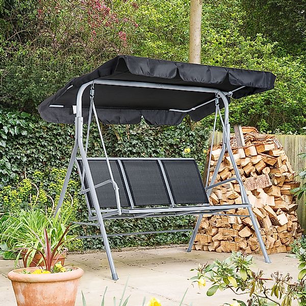 Outsunny Hollywoodschaukel inkl. Sonnendach, 3-Sitzer, verstellbar günstig online kaufen