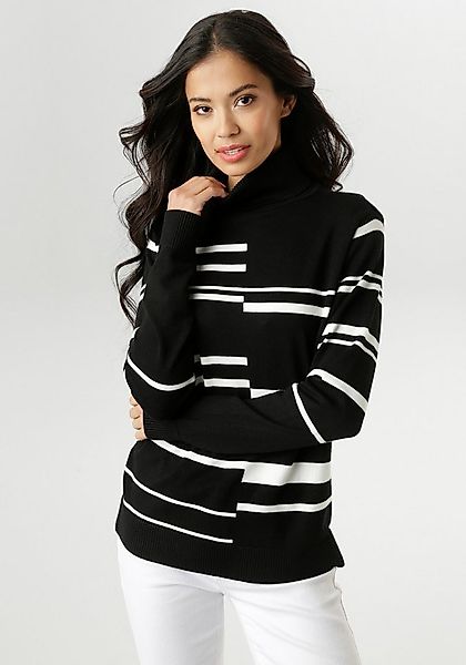 Aniston SELECTED Strickpullover im geometrisch unterbrochenen Streifen-Dess günstig online kaufen