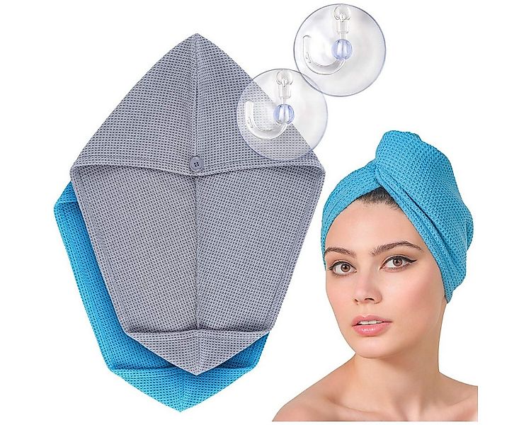 FABCARE Turban-Handtuch Haar Turban Mikrofaser 2er Set in Grau und Blau, (2 günstig online kaufen