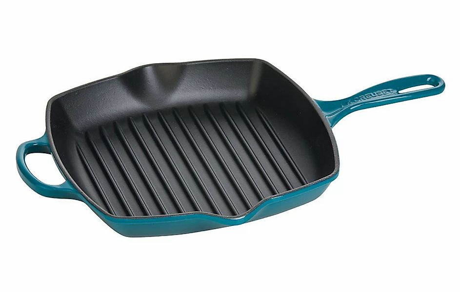 Le Creuset Grillpfanne Quadratisch Signature Gusseisen Deep Teal Petrol 26c günstig online kaufen