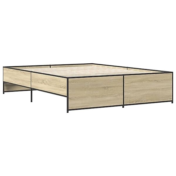vidaXL Bettgestell Sonoma-Eiche 160x200 cm Holzwerkstoff und Metall 3279878 günstig online kaufen