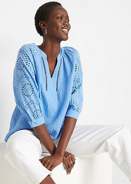 bonprix Tunika figurumspielende Passform, mit 3/4-Ärmeln, aus reiner Baumwo günstig online kaufen