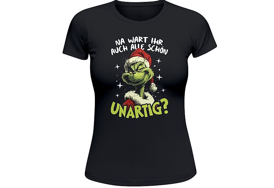 MoonWorks Print-Shirt Weihnachtsshirt Damen Spruch Na, wart ihr auch alle s günstig online kaufen