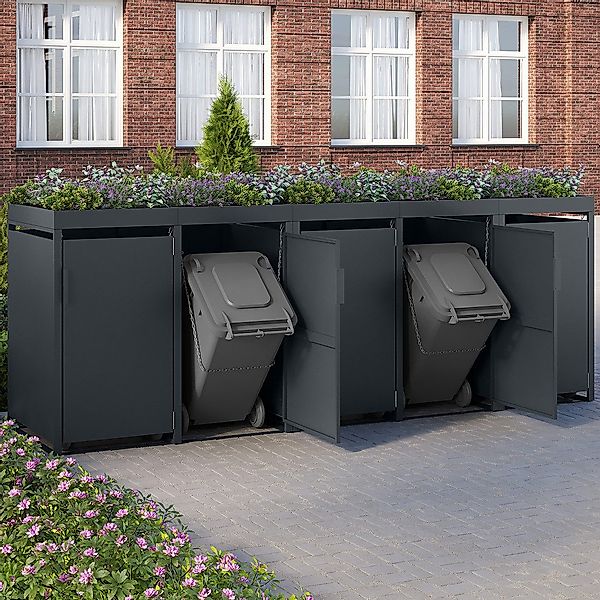 STEELSØN Mülltonnenbox Thoria mit Pflanzendach (Anthrazit, günstig online kaufen