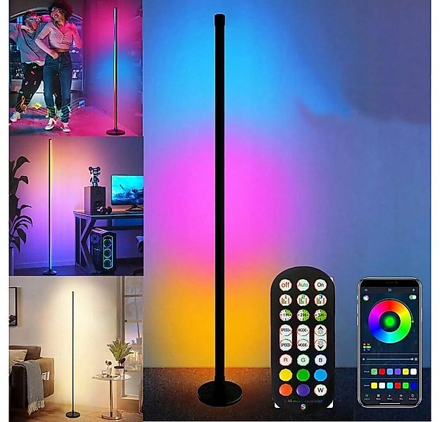 POPOLIC LED Stehlampe 120 cm Eckleuchte mit dimmbarem RGB-Licht, Fernbedien günstig online kaufen