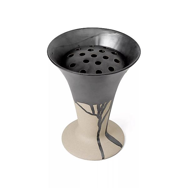 Vase Flores keramik schwarz beige / Ø 18 x H 23 cm - Ferm Living - Beige günstig online kaufen