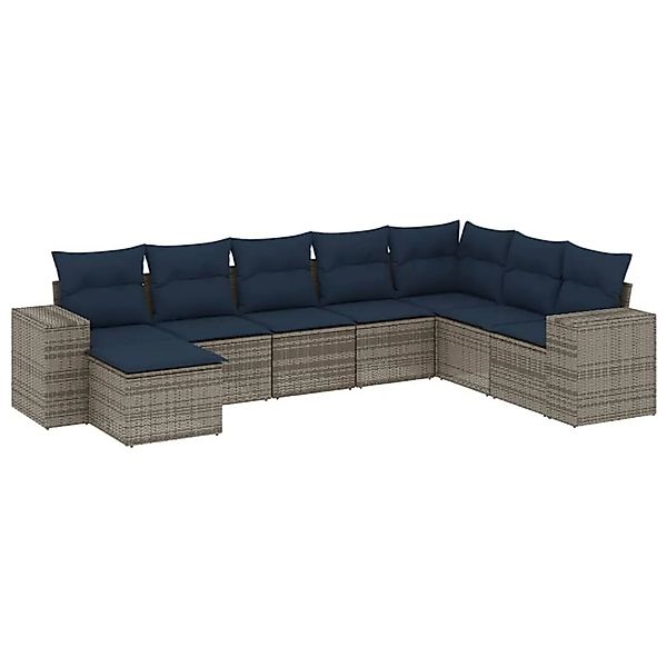vidaXL 8-Tlg Gartensofa-Set mit Kissen Grau Polyrattan 3222960 günstig online kaufen