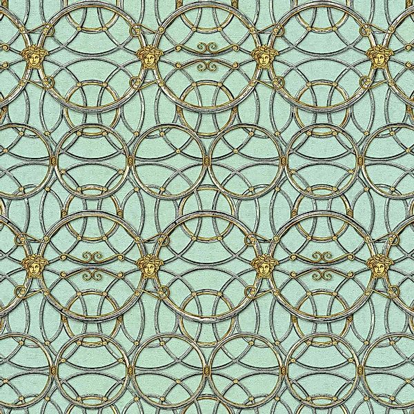 Bricoflor Mint Tapete mit Medusa Ornament Neobarock Tapete Ideal für Badezi günstig online kaufen
