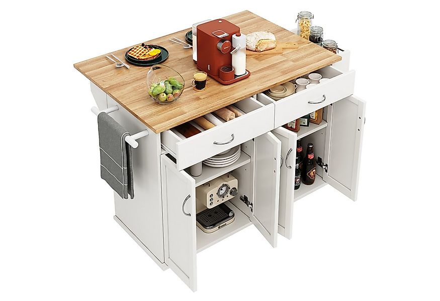 Merax Küchenwagen mit erweiterbarer Arbeitsplatte, (Küchenschrank mit Holzm günstig online kaufen