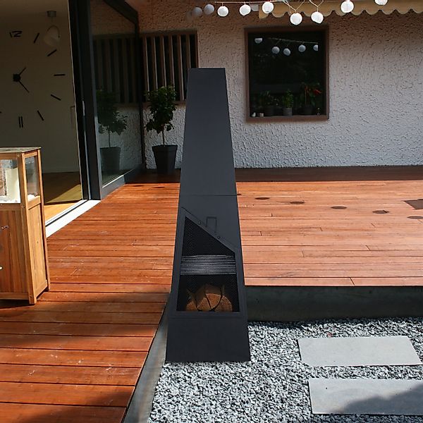 relaxdays Feuerstelle Gartenkamin mit Grillfunktion günstig online kaufen