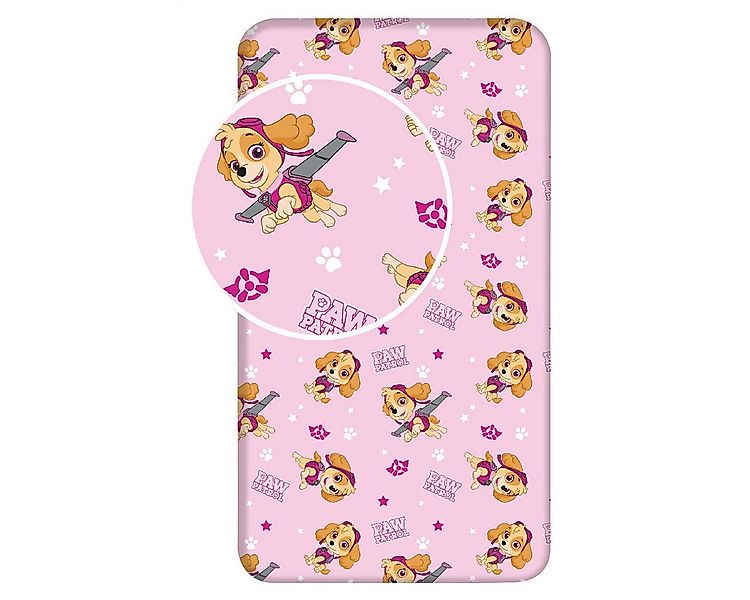 PAW PATROL Spannbettlaken Paw Patrol Spannbettlaken Betttuch mit Skye Rosa, günstig online kaufen