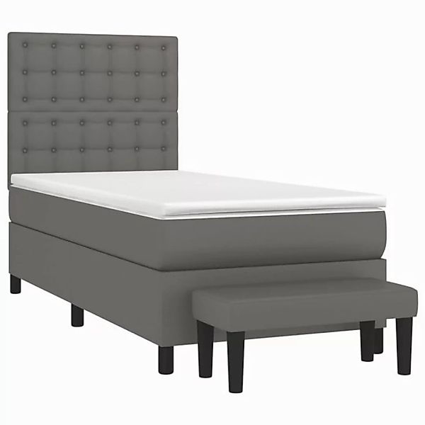 vidaXL Bett Boxspringbett mit Matratze Grau 80x200 cm Kunstleder günstig online kaufen