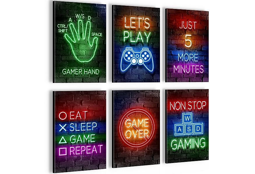 Novart Wandbild Gamer Spielkonsole Gaming 6 Bilder Set - 20x30 cm günstig online kaufen