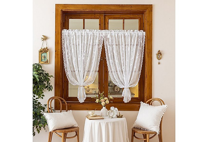 BYSURE Scheibengardine (2 St), Kurzer Vorhang aus Jacquardspitze für die Kü günstig online kaufen