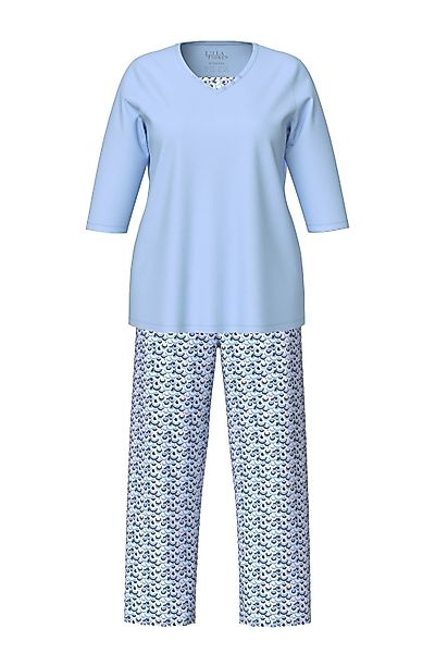 Ulla Popken Pyjama Pyjama V-Ausschnitt 3/4-Arm günstig online kaufen