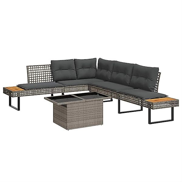 vidaXL 2-Tlg Garten-Sofagarnitur mit Kissen Grau Poly Rattan Glas 3277496 günstig online kaufen