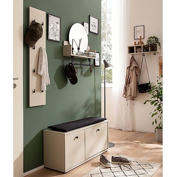Garderoben Set mit Garderobenpaneel beige LORCA-80, 4-teilig günstig online kaufen