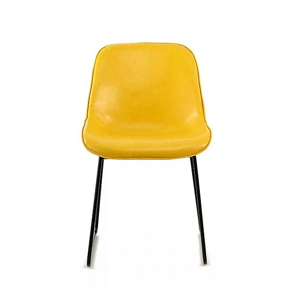 2 Stühle in Gelb Kunstleder Retrostil (2er Set) günstig online kaufen