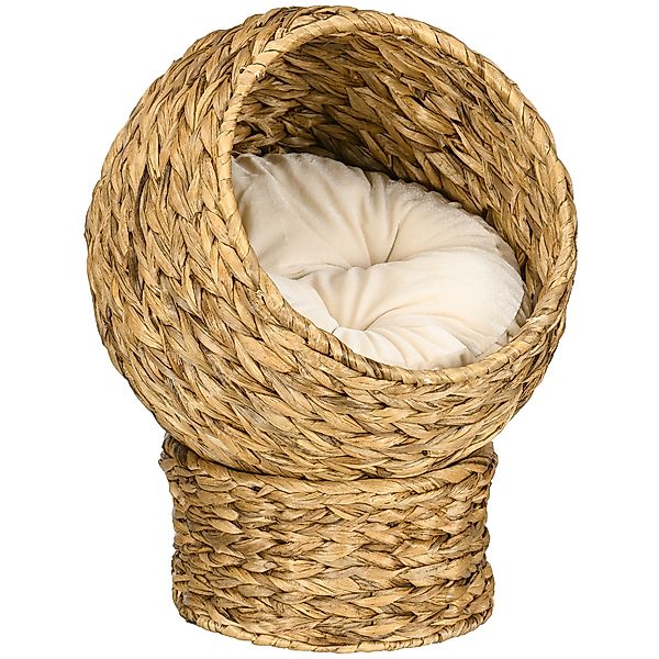 PawHut Rattan Katzenkorb Katzenbett mit Kissen 42x33x52cm aus Wasserhyazint günstig online kaufen