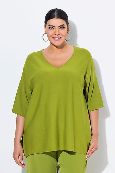 Ulla Popken Strickpullover Pullover Oversized V-Ausschnitt günstig online kaufen