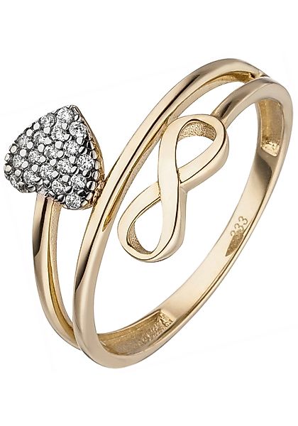 JOBO Fingerring Herz Unendlichkeit, 333 Gold günstig online kaufen