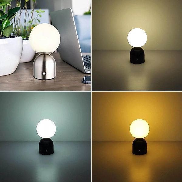 LED-Akku-Tischlampe Julsy, nickelfarben, Höhe 21 cm, CCT günstig online kaufen