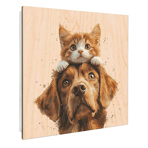 Banjado Großer Schlüsselbox Holz 30x30cm Weiß Scharnier Rechts 50 Haken Sch günstig online kaufen