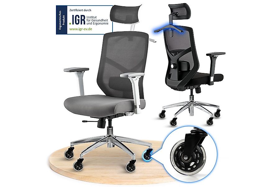 ELITESEATS Bürostuhl Ergonomisch [TESTSIEGER] Kratzerfreie Rollen Atmungsak günstig online kaufen