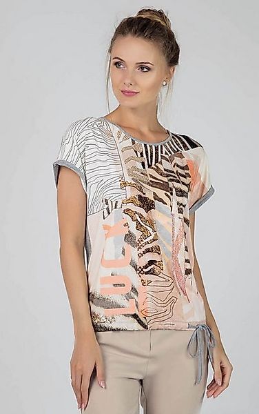 Passioni T-Shirt mit Text- und Animalprint-Mix günstig online kaufen