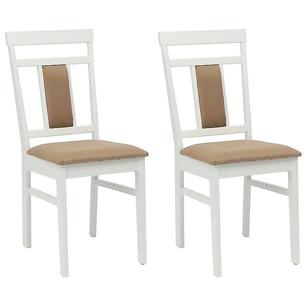 vidaXL Esszimmerstuhl 2 Stk Weiß und Braun Massives Gummiholz 42020508 günstig online kaufen