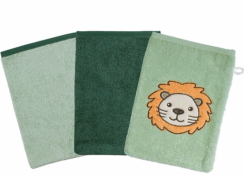 Wörner Waschhandschuh "Löwe" 3er-Set, mit Stickerei günstig online kaufen