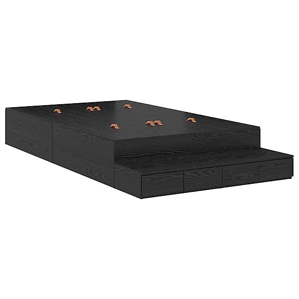 vidaXL Bett Stauraum Bettgestell Schwarz Eiche günstig online kaufen