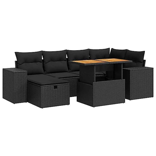 vidaXL 8-Tlg Garten-Sofagarnitur mit Kissen Schwarz Poly Rattan 3328084 günstig online kaufen