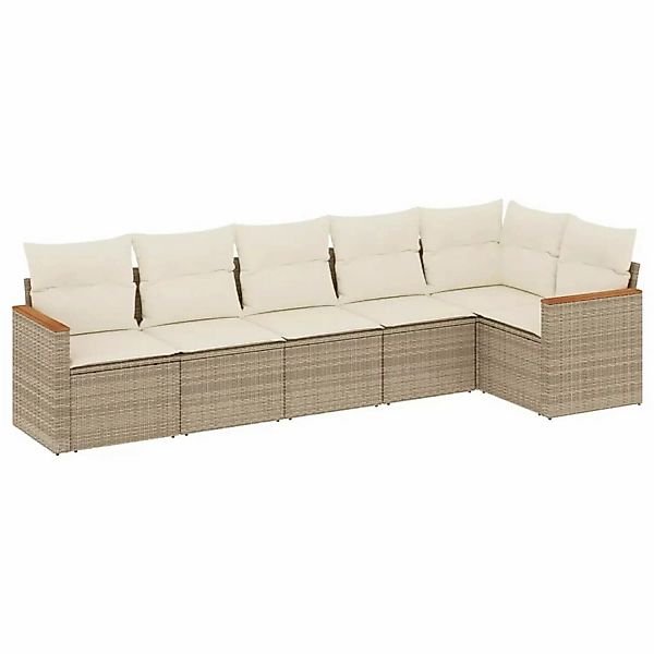 vidaXL 6-tlg Garten-Sofagarnitur mit Kissen Beige Poly Rattan Modell 306 günstig online kaufen
