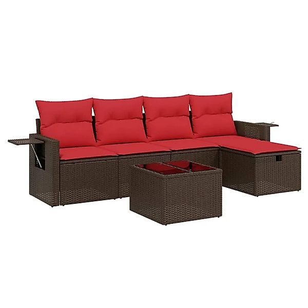vidaXL 6-Tlg Gartensofa-Set mit Kissen Braun Polyrattan 3263790 günstig online kaufen